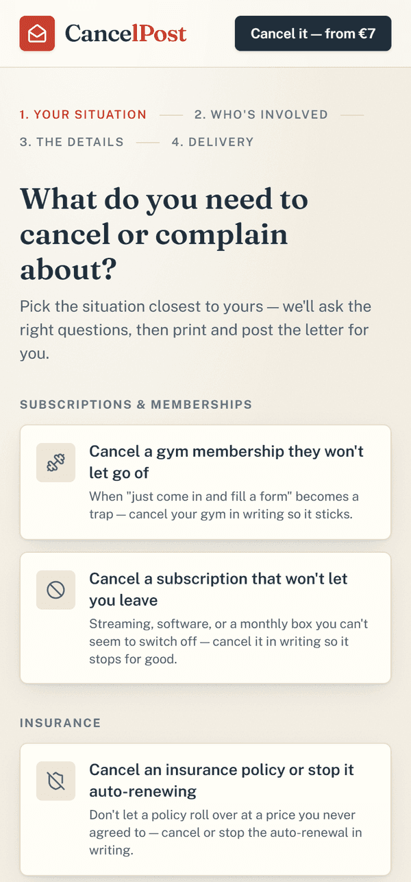 Pick what to cancel
